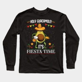 Avocado - Holy Guacamole! It's Fiesta Time - Mexican Sombrero Long Sleeve T-Shirt